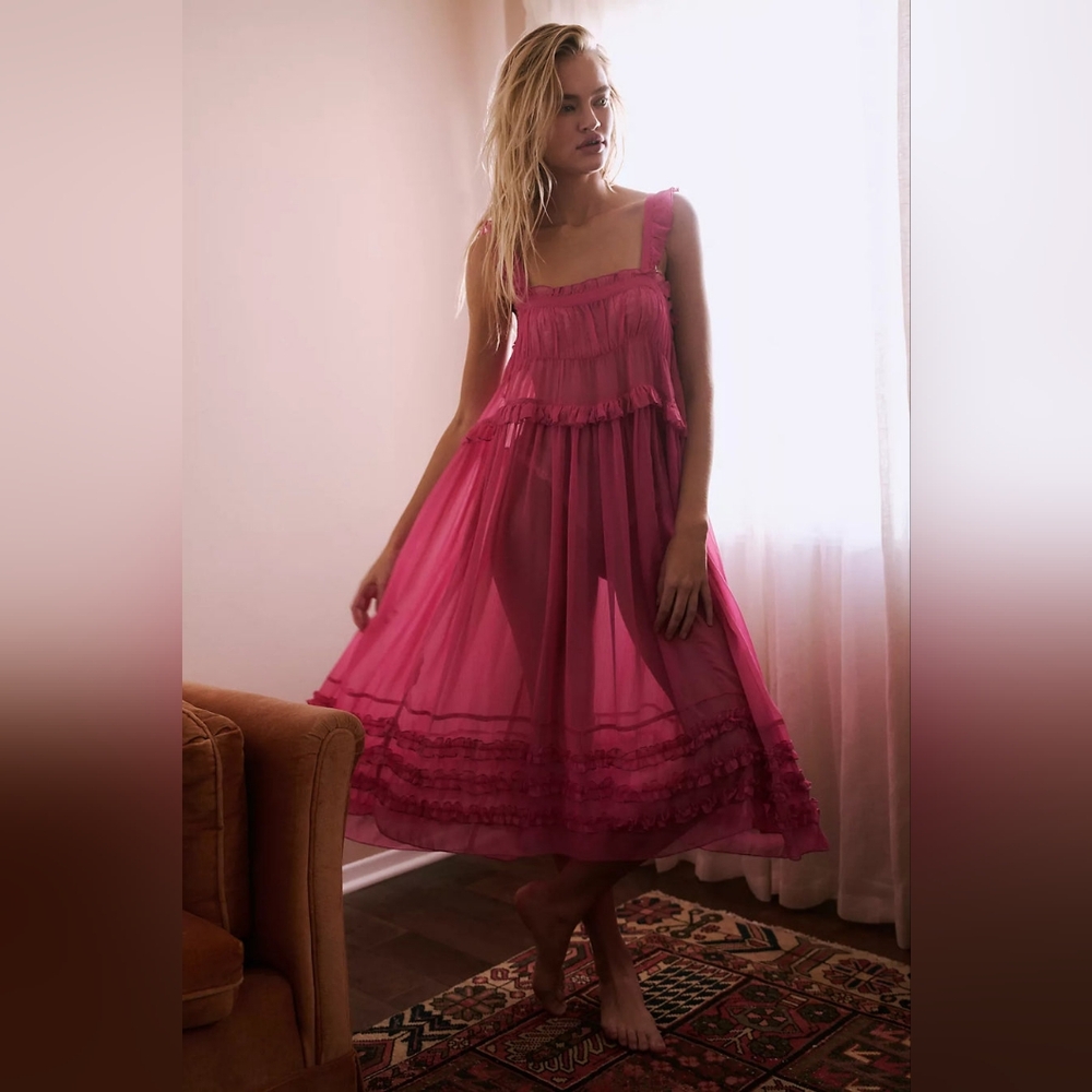 Free People Pink Sheer Chemise